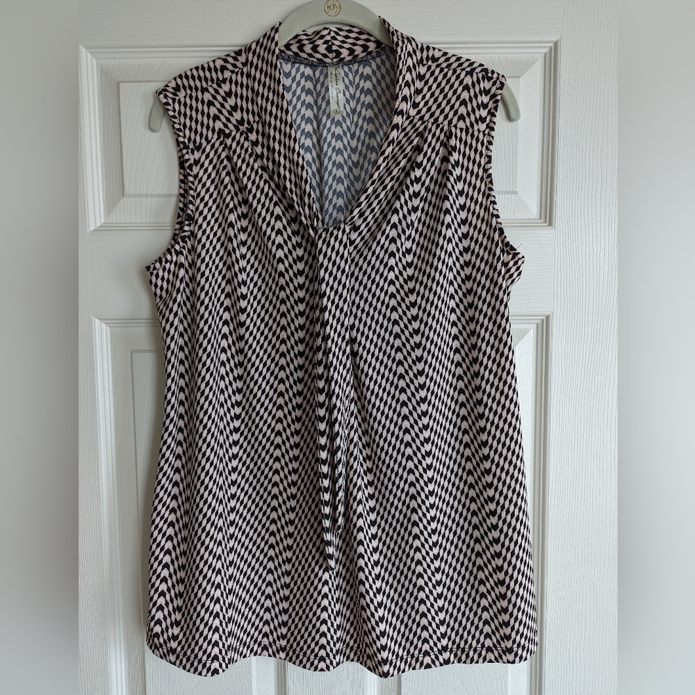 PerSeption Concept Sleeveless Blouse, Size L, Black/Pink/White, EUC